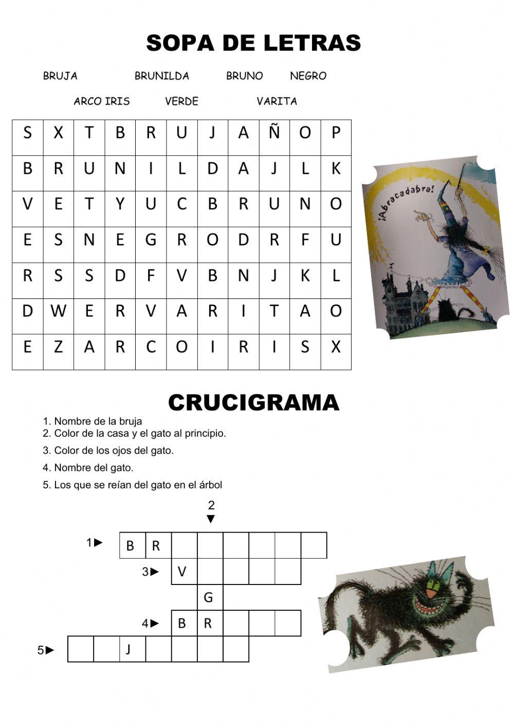 Sopa y crucigrama de la bruja Brunilda