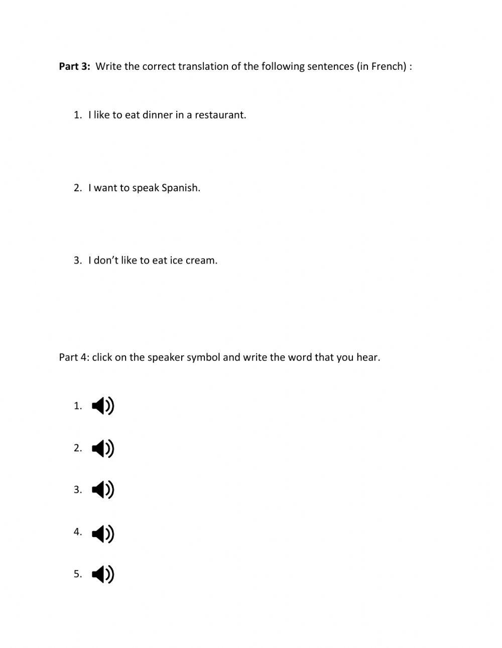 Infinitives Exam Part 3 and 4