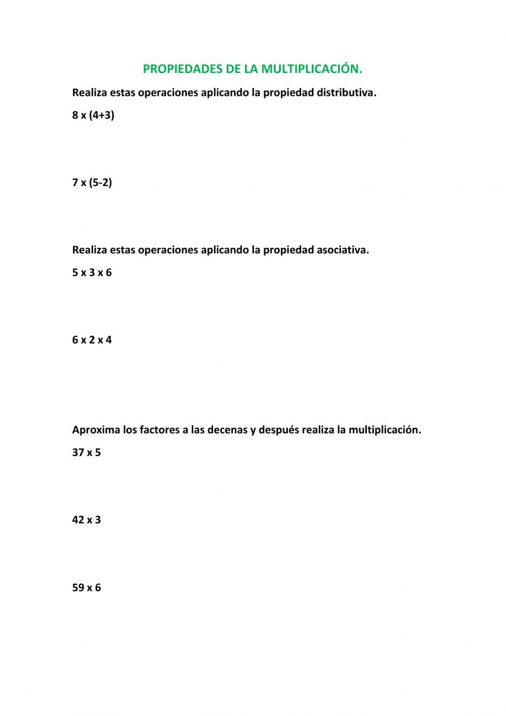 Las propiedades de la multiplicación