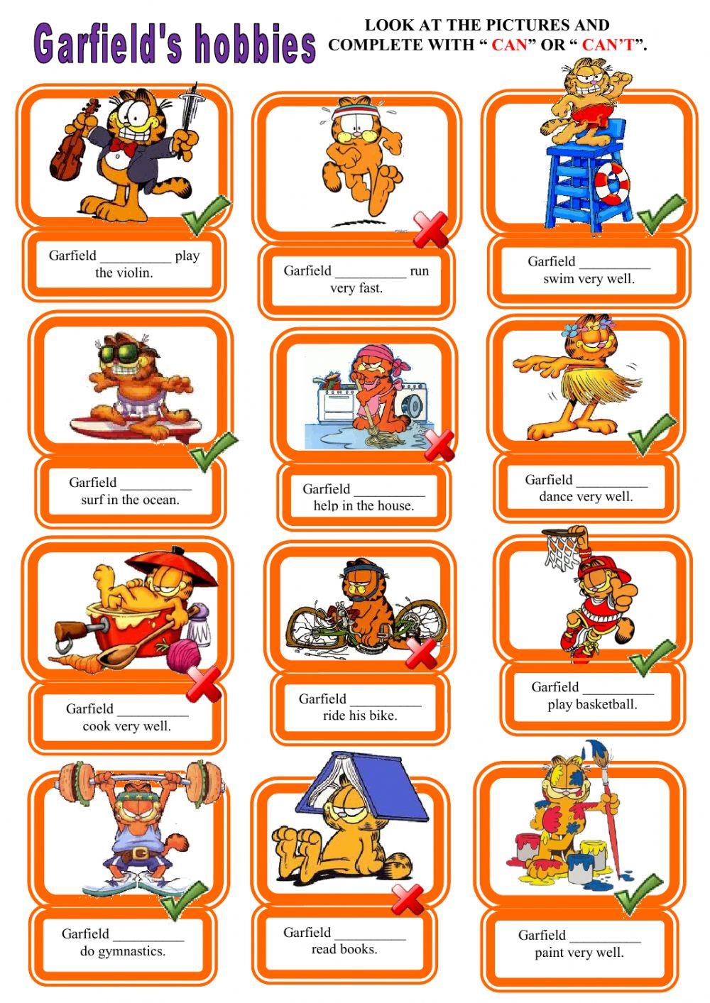 Modal verbs - What can Garfield do?