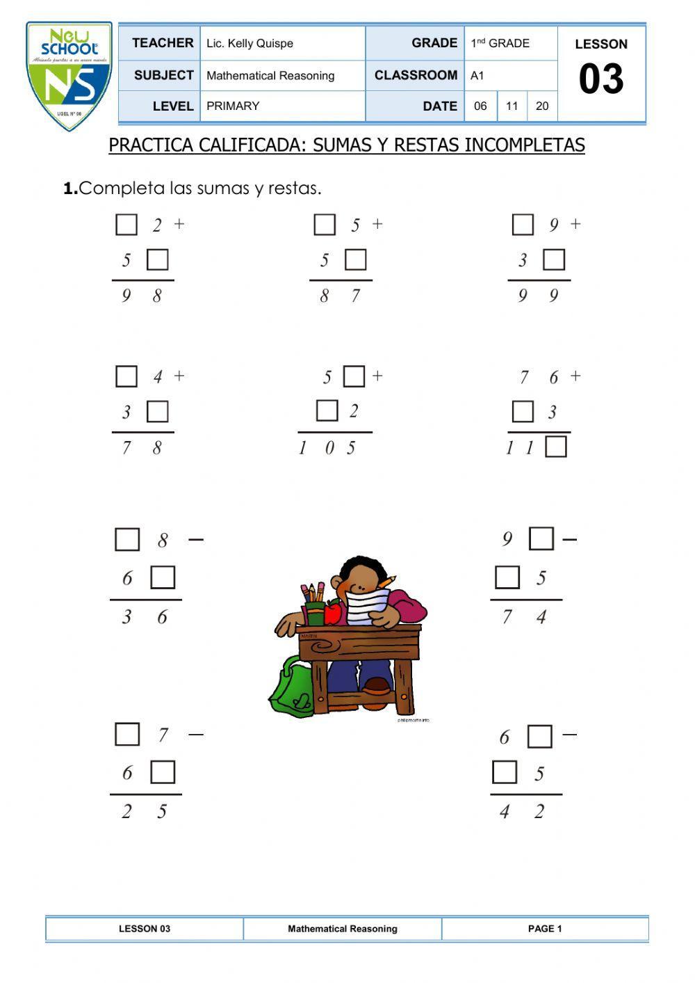 Sumas y restas incompletas