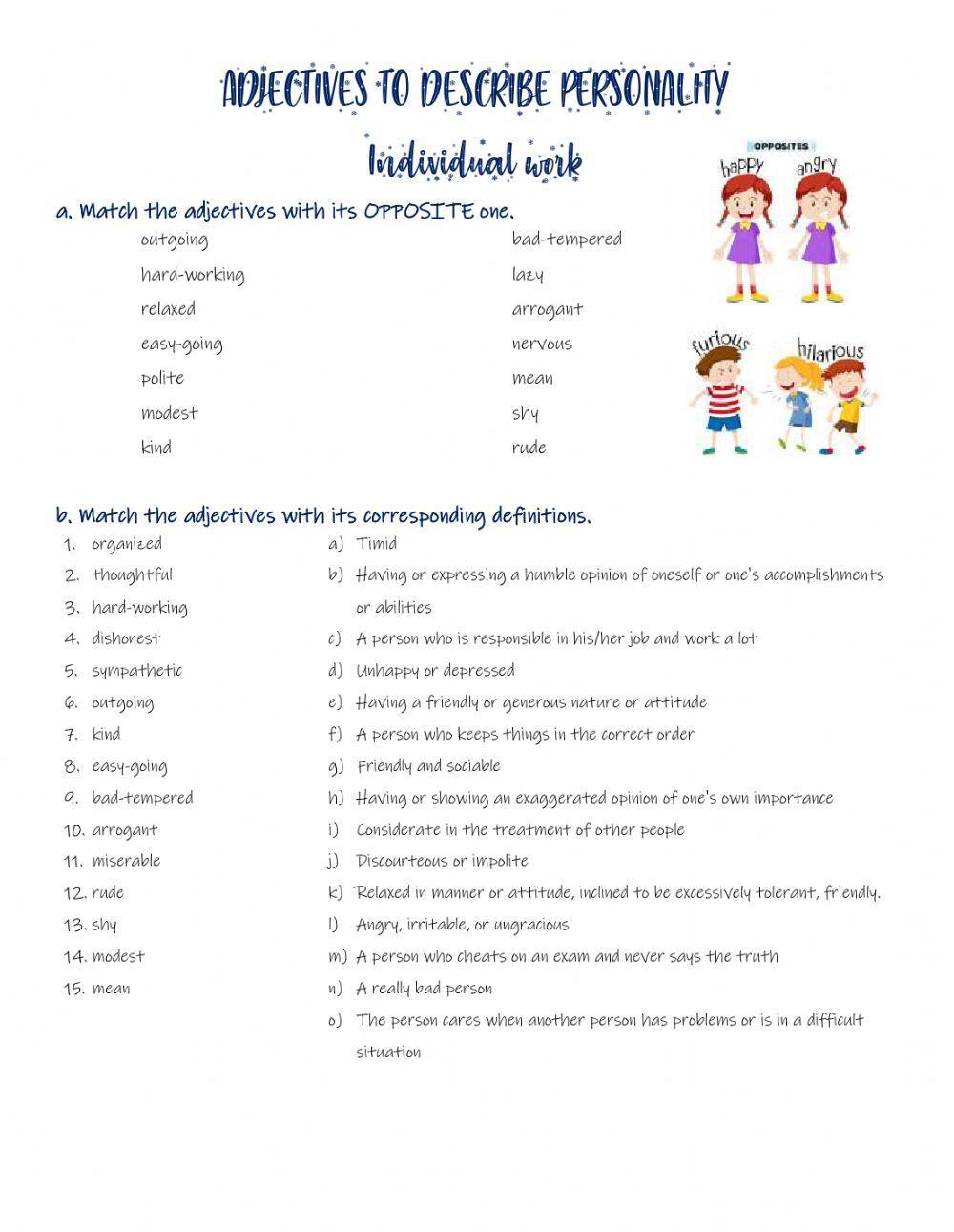 Adjectives to describe personality