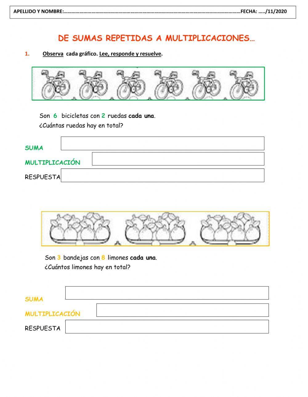 De sumas repetidas a multiplicaciones