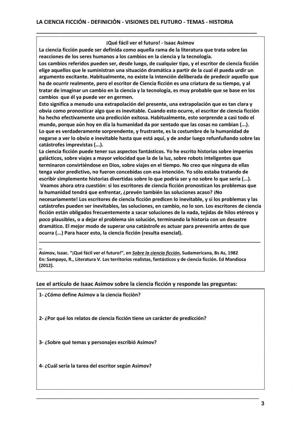 Ciencia ficción - características