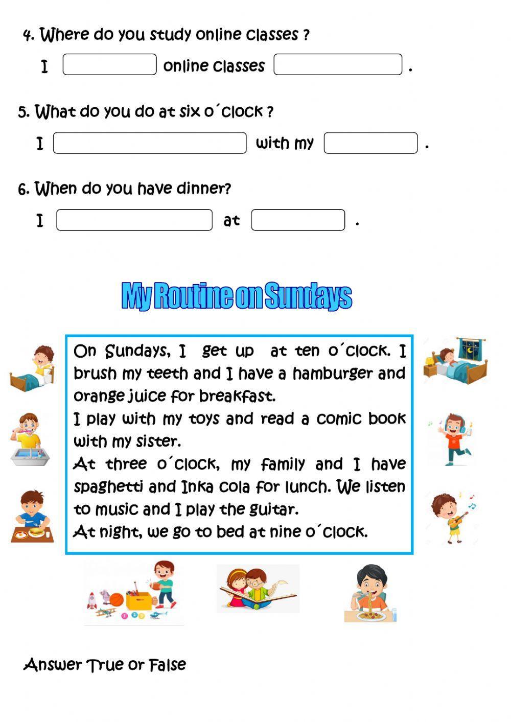 Reading Comprehension - Routines
