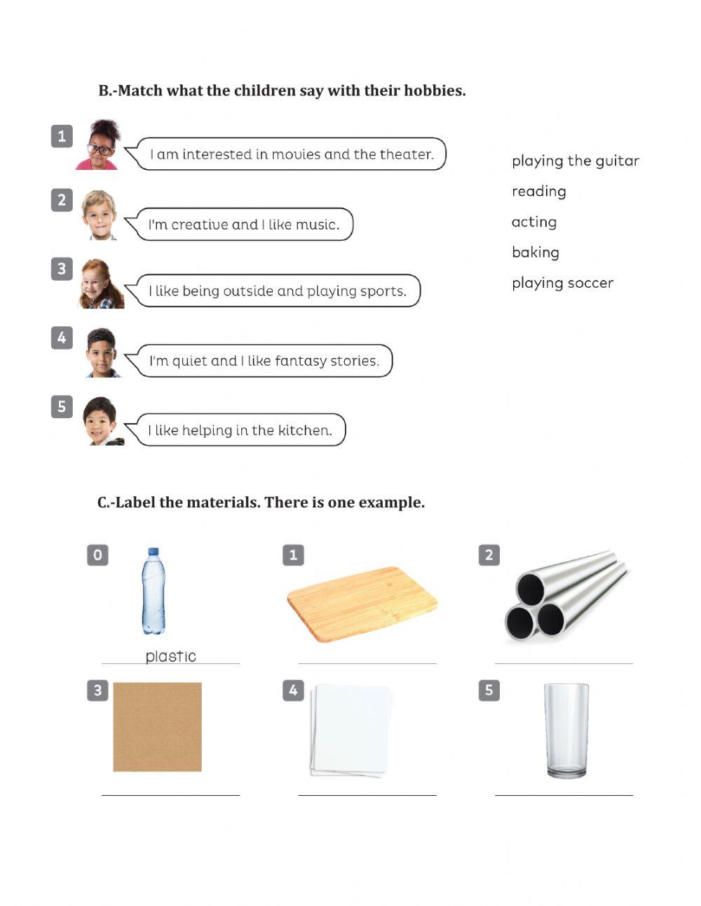 Vocabulary exercise Unit 1 and 2