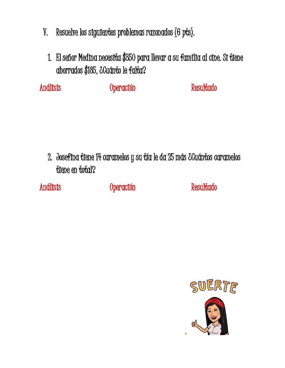 Examen 2° Matemáticas 