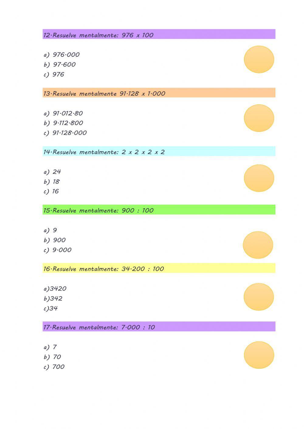 5º numeración y calculos mentales