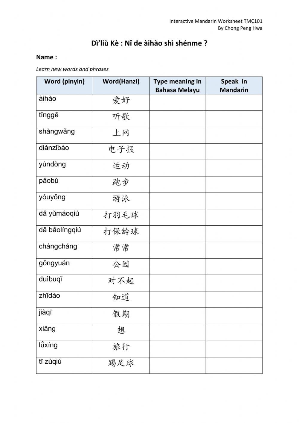 TMC101 Kosa kata Bab 6