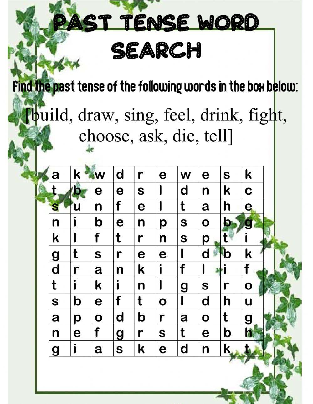 Past Tense Word Search