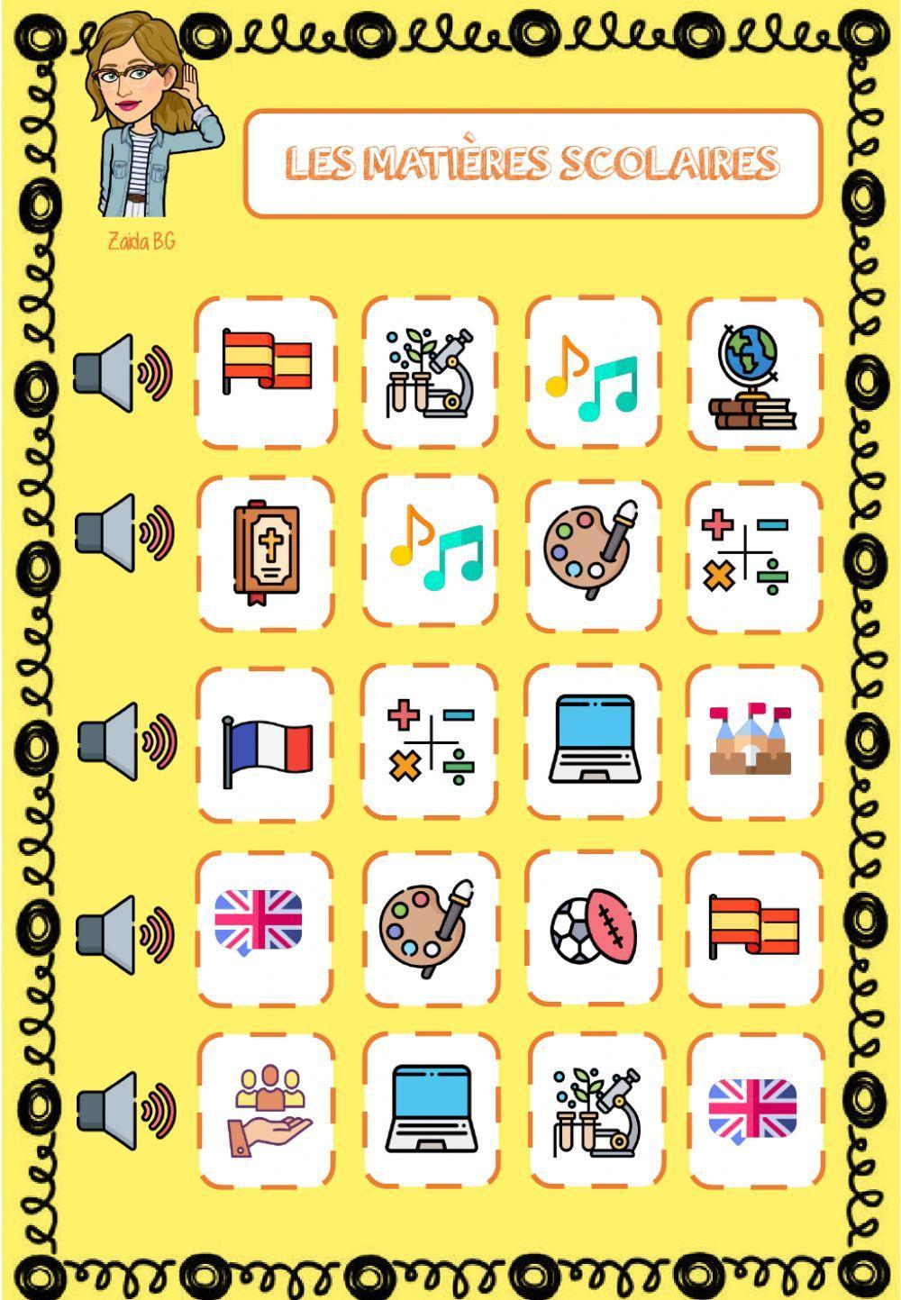 Les matières scolaires