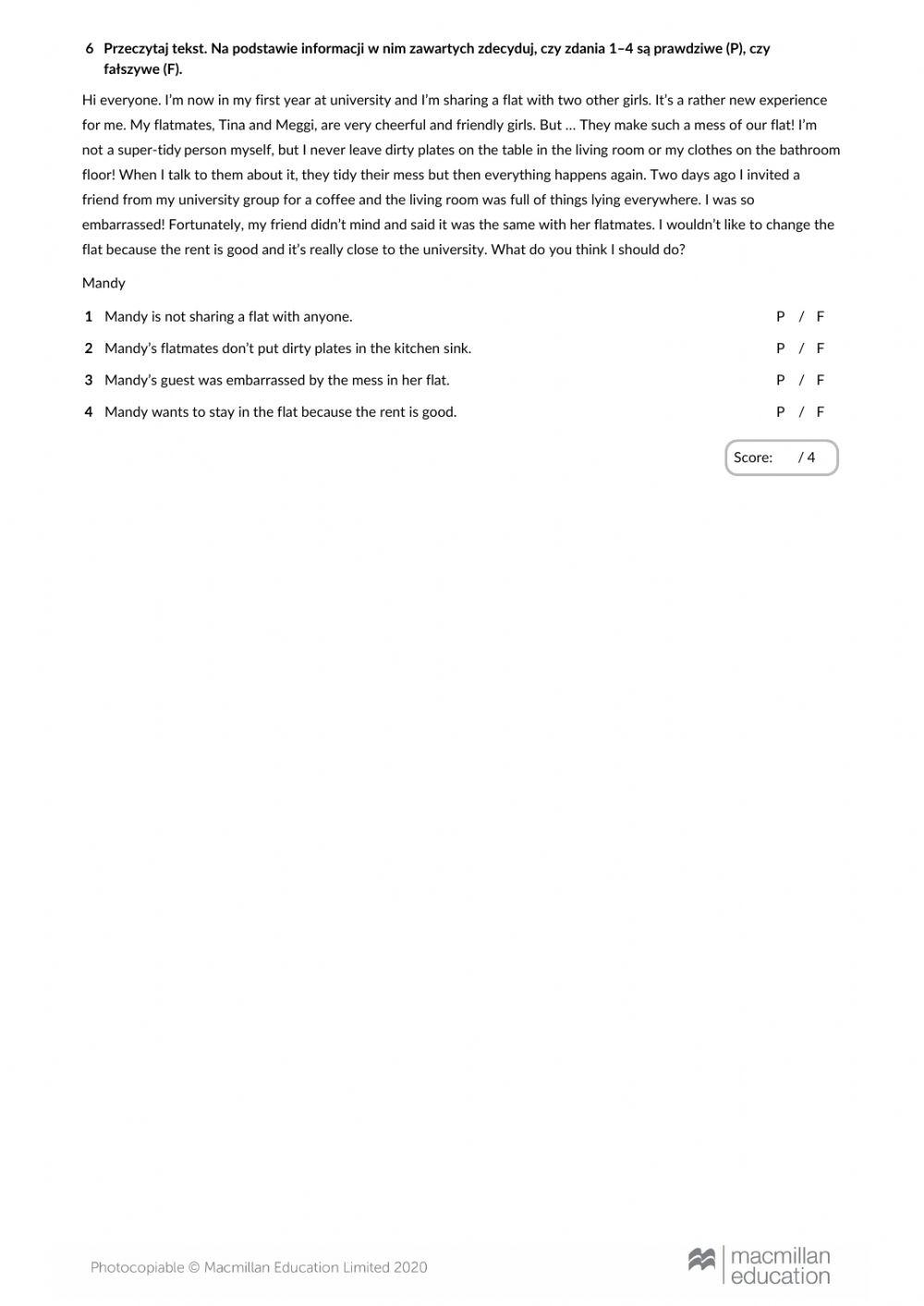 Repetytorium Macmillan Unit 2 test