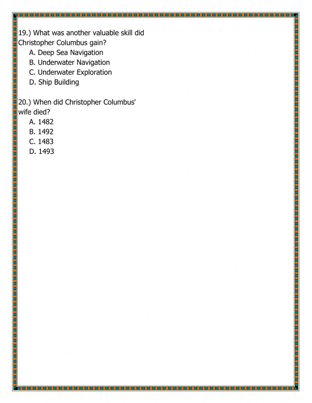 Columbus Biography Self Pace 