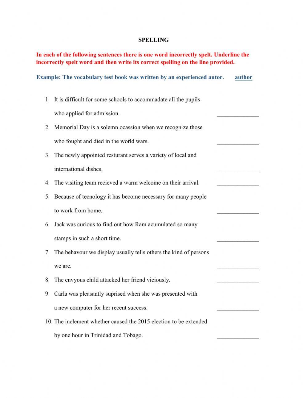 Spelling Bi Weekly Assessment 4