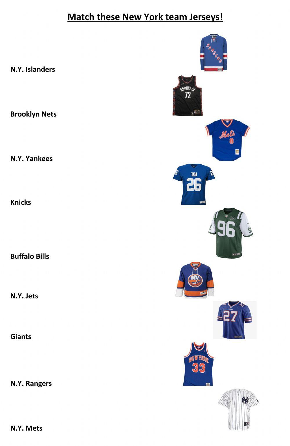 Match the NY team Jerseys