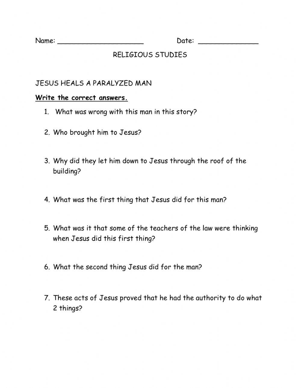 jesus-heals-the-paralyzed-man-online-exercise-for-live-worksheets