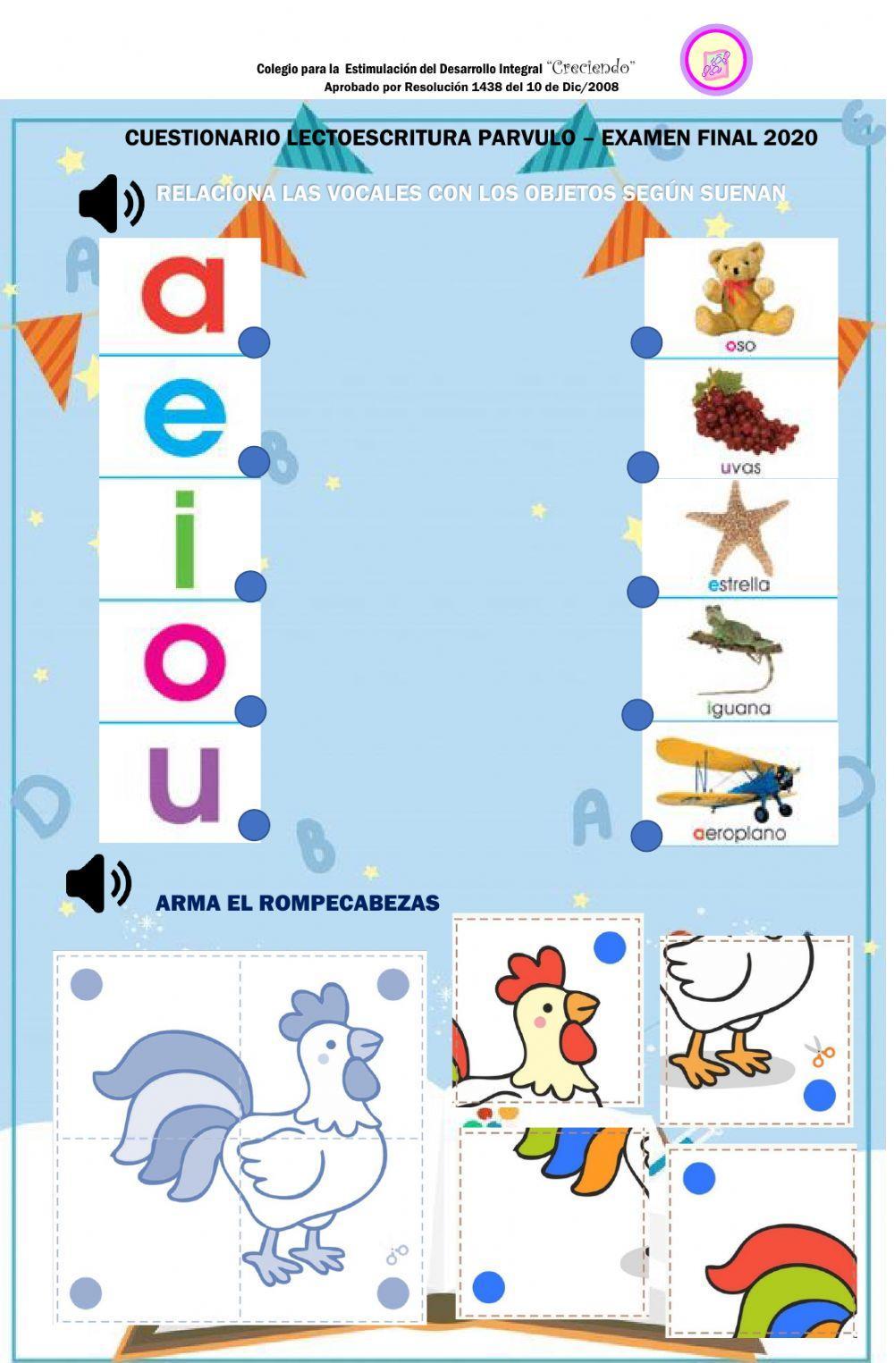 Cuestionario lectoescritura final parvulo