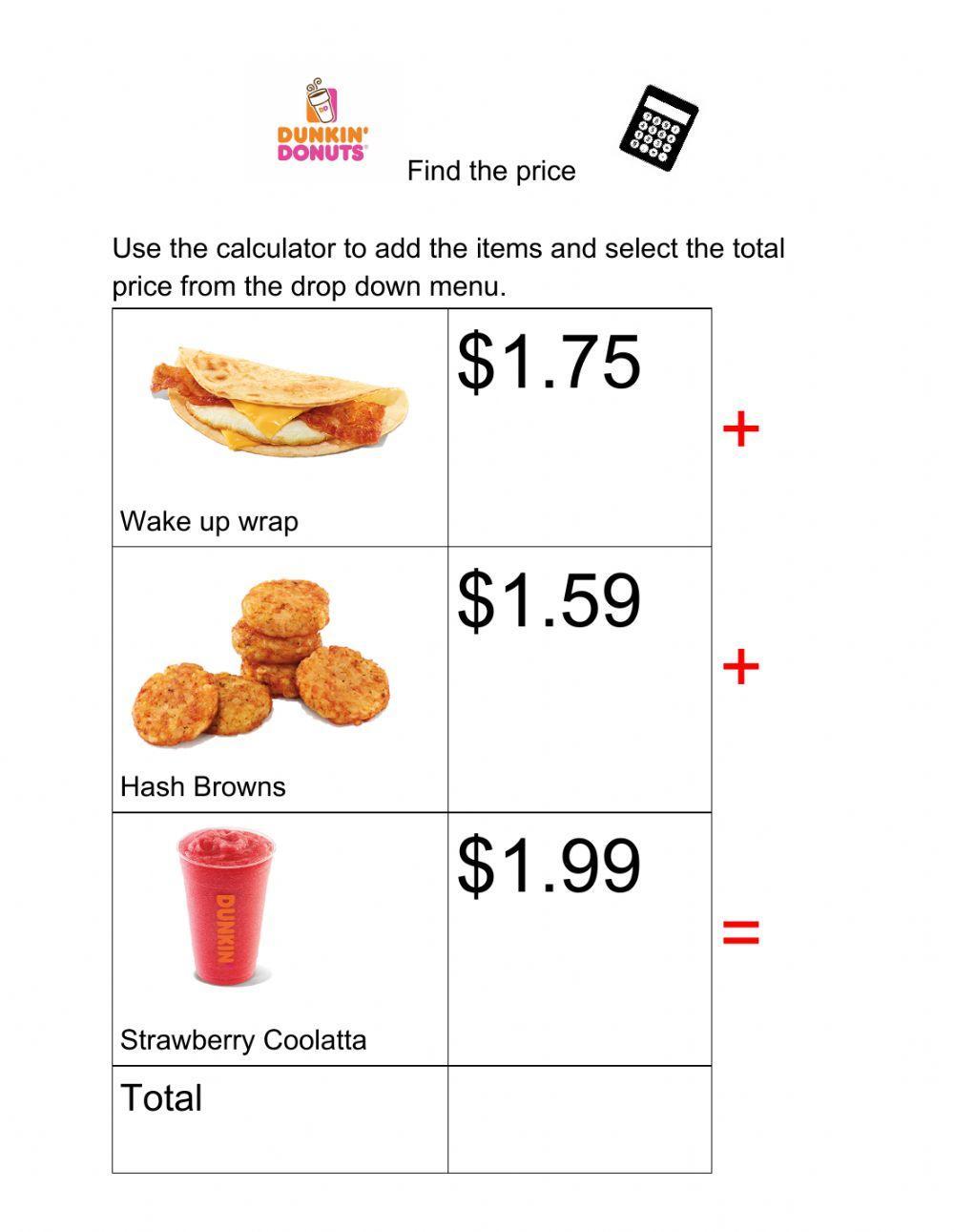Find the price Dunkin Donuts 6