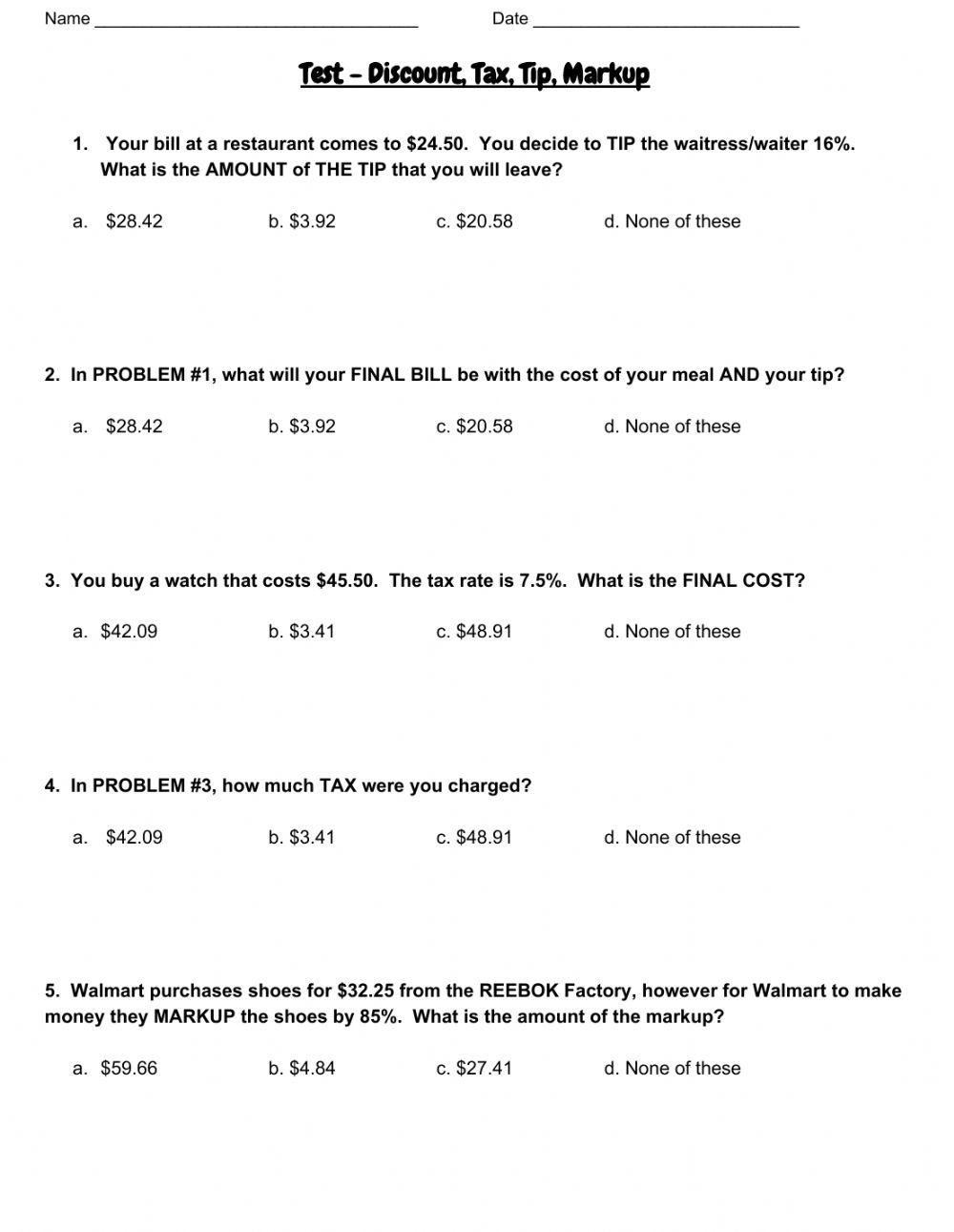 7 rp 3 quiz part 1 tax tip markup discount online exercise for live