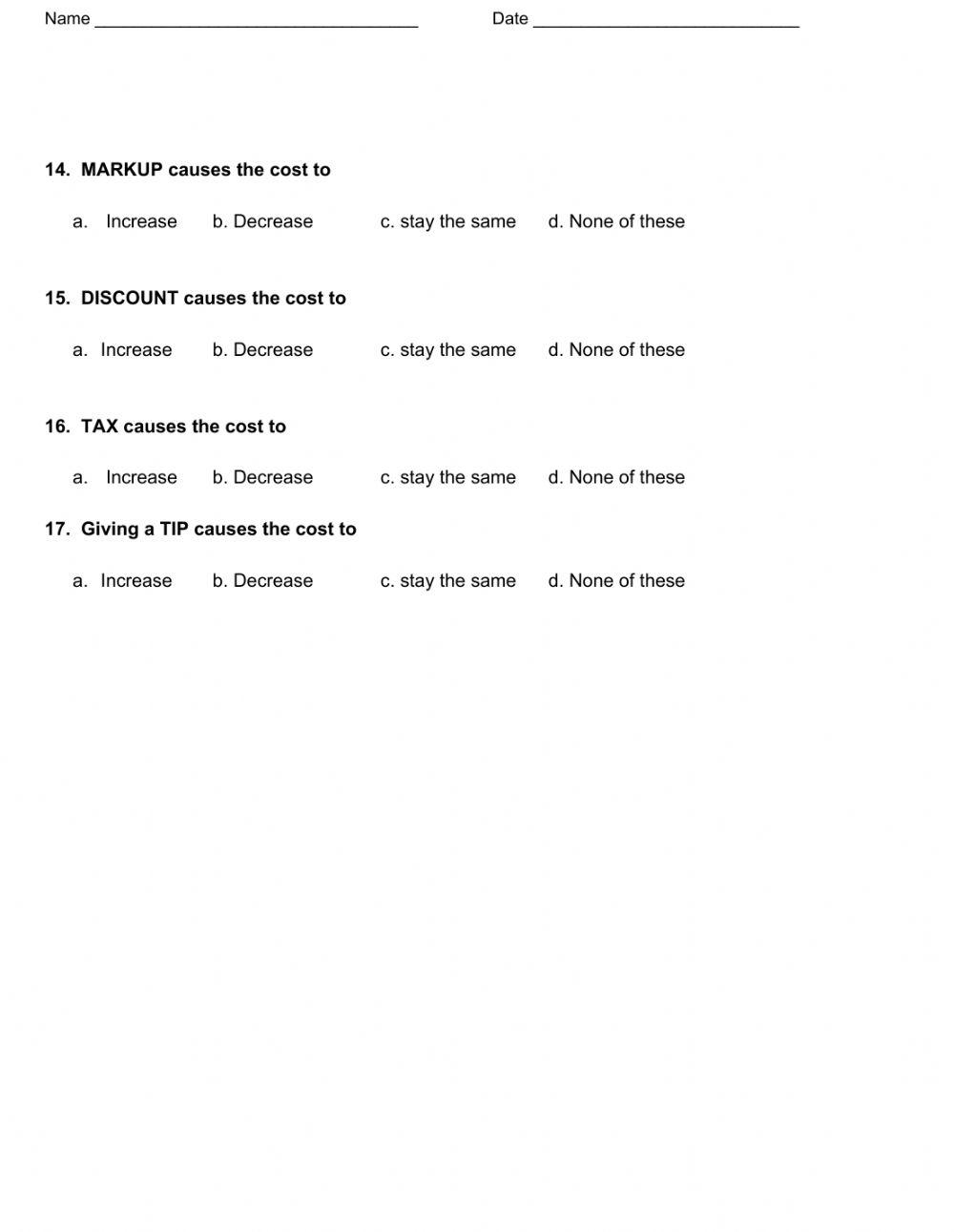 7 rp 3 Quiz part 1 Tax Tip Markup Discount online exercise for Live