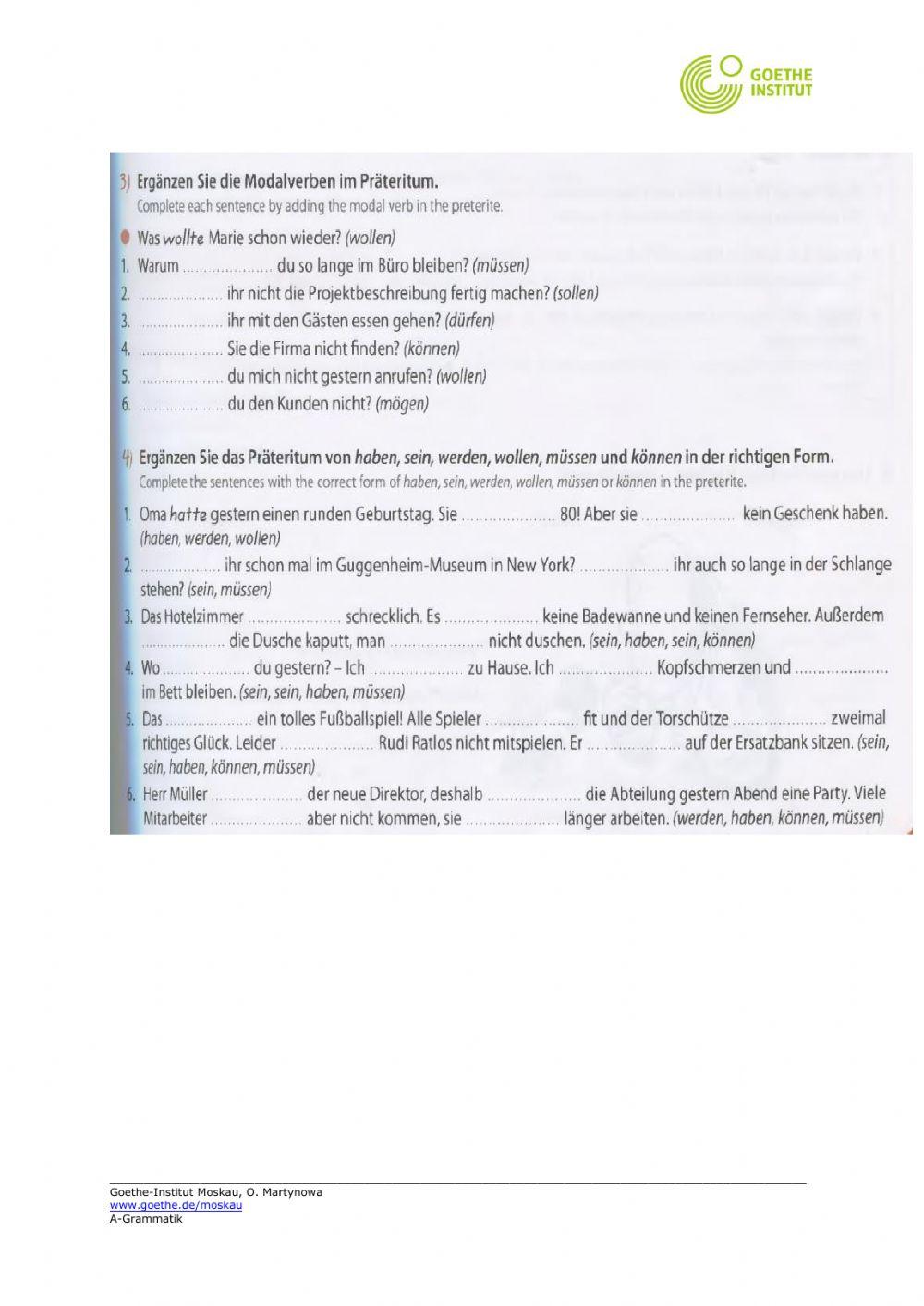 Modalverben-Präteritum