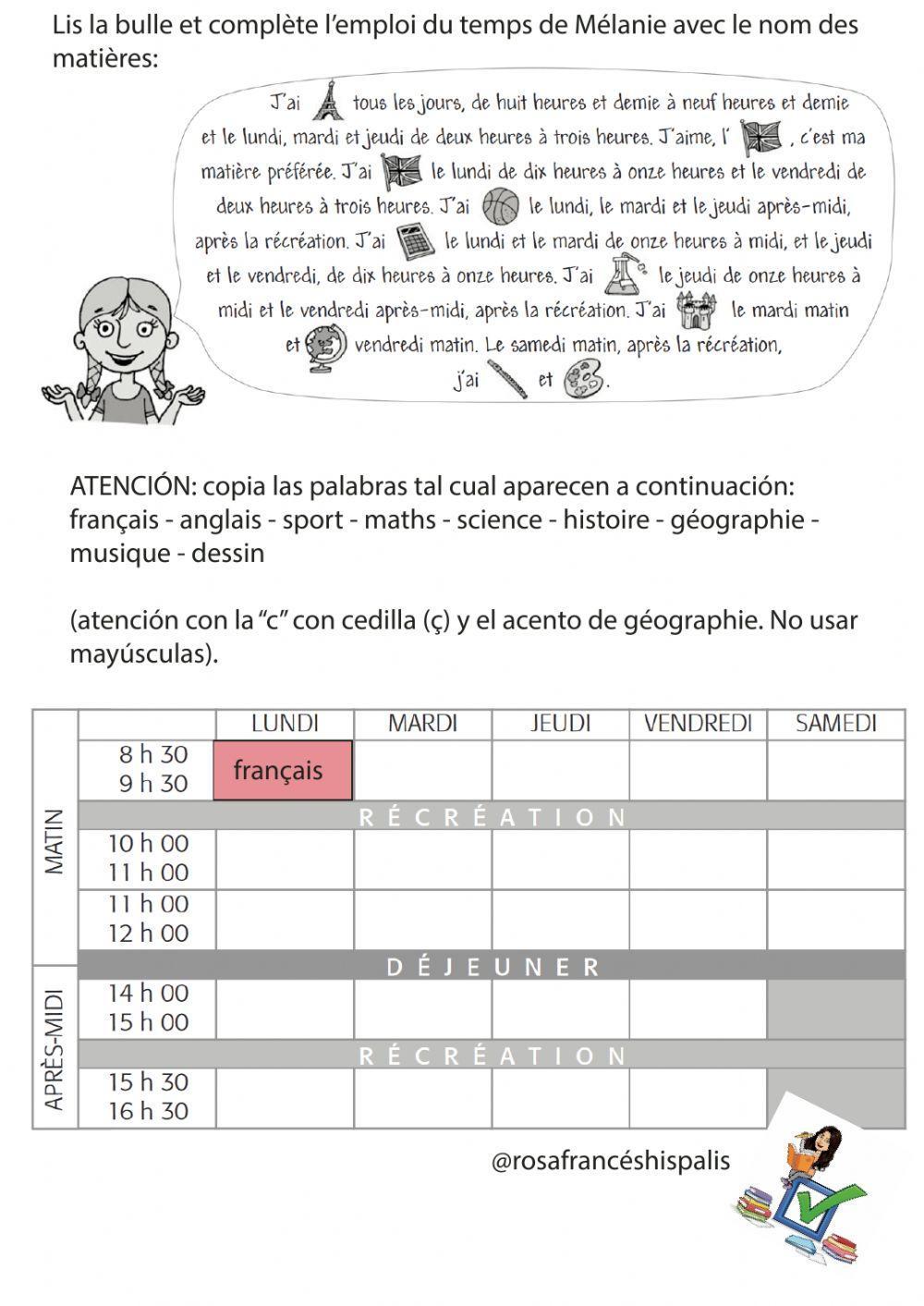 Les matières scolaires