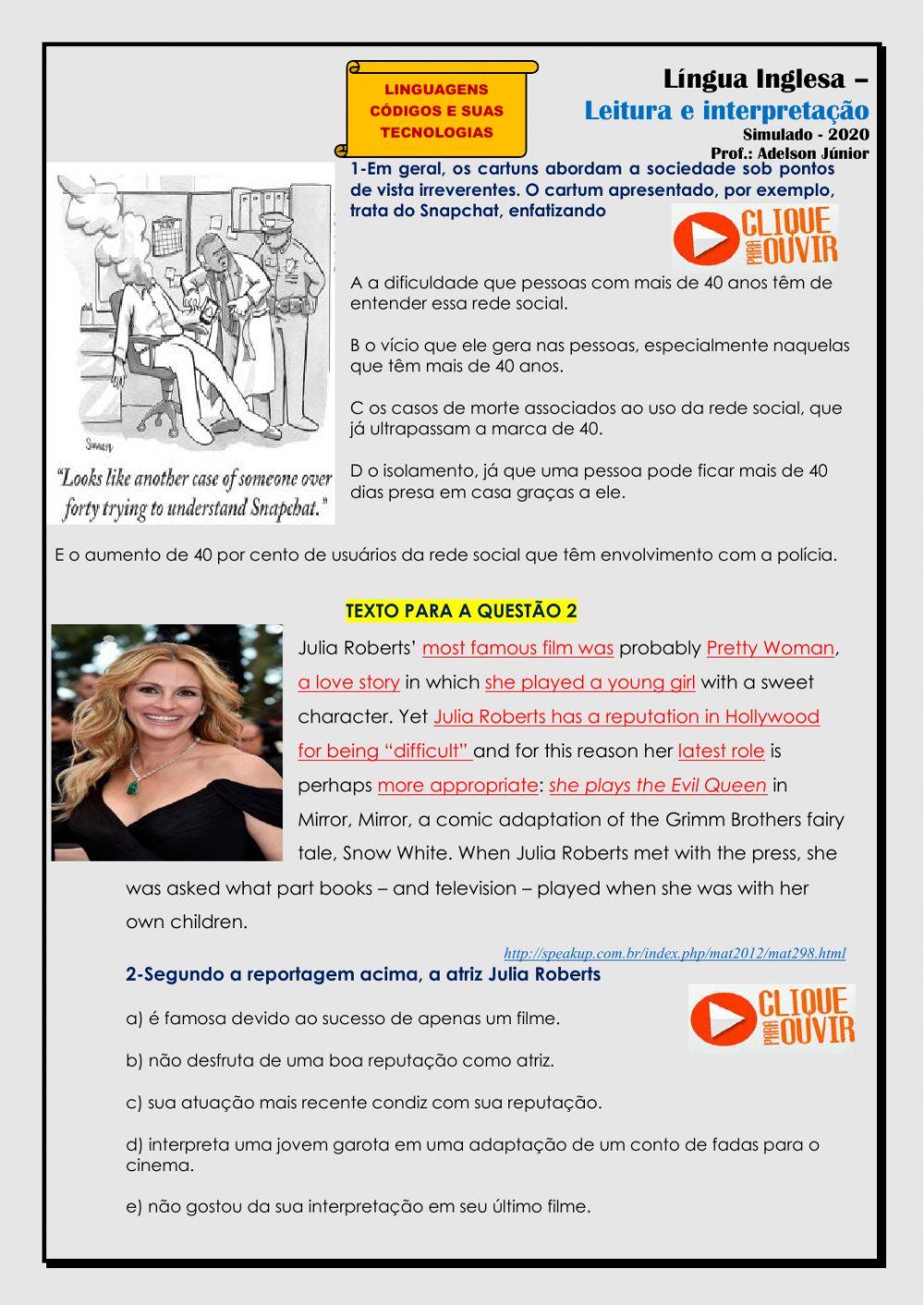 Simulado ( Enem) Inglês