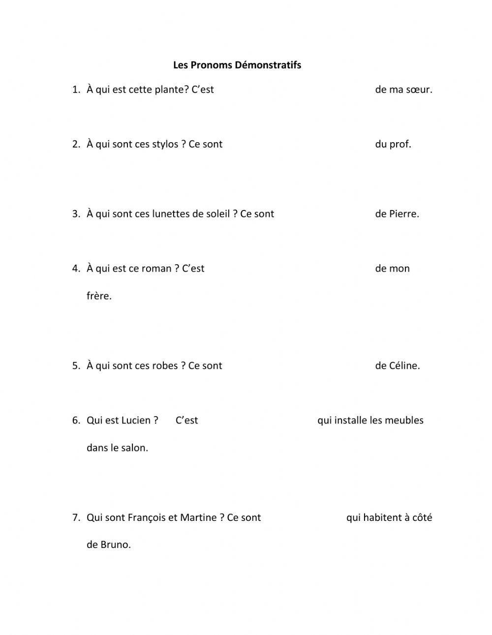 Les Pronoms Démonstratifs