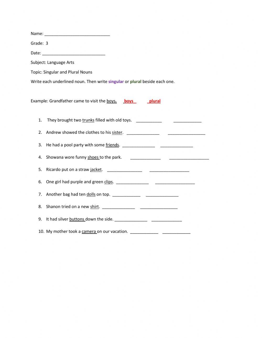 Singular and Plural Nouns