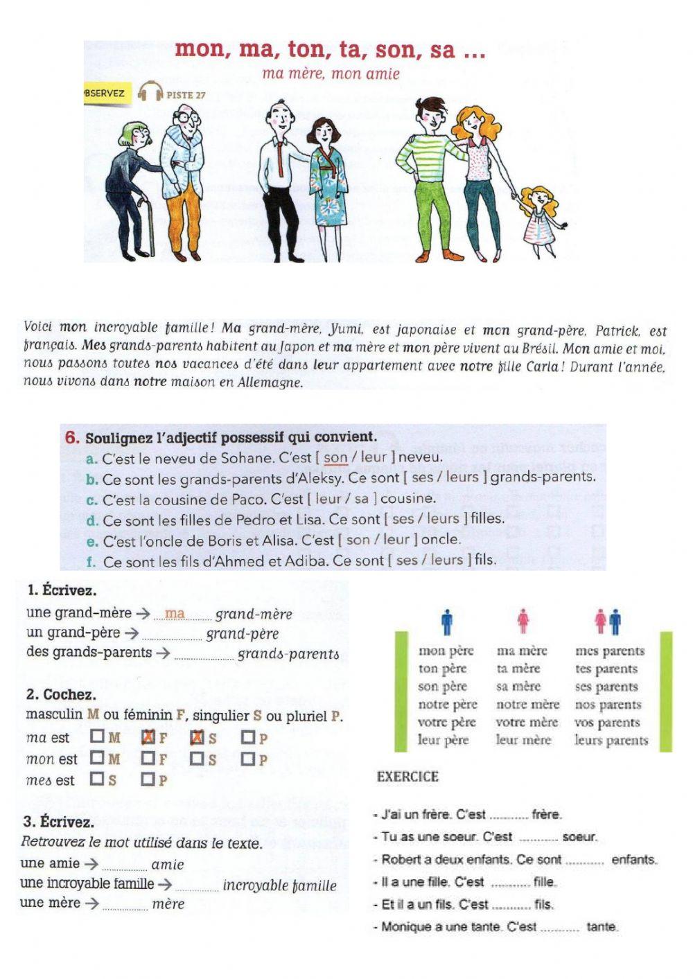 Les possessifs et la famille