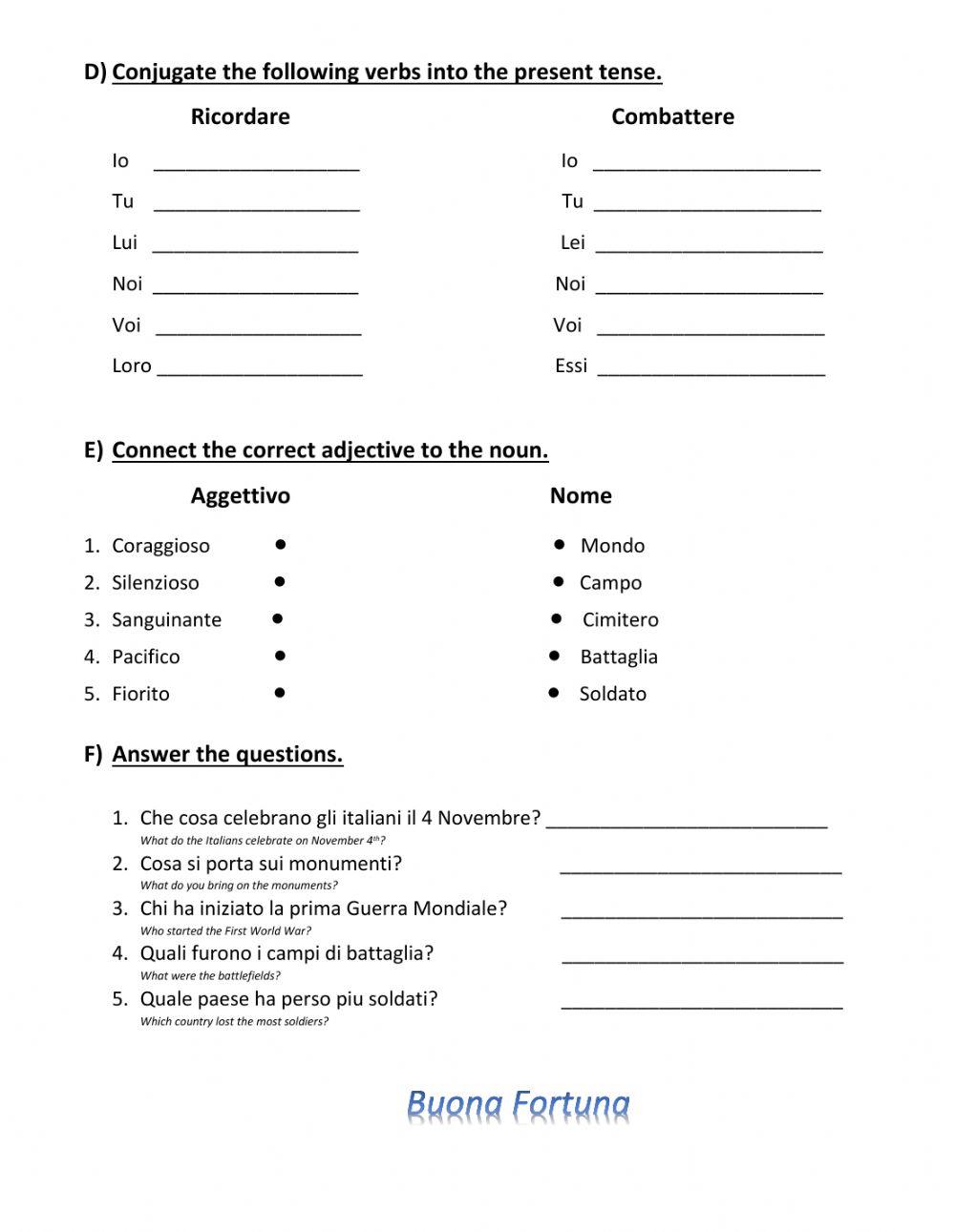Verifica La giornata delle Forze Armate