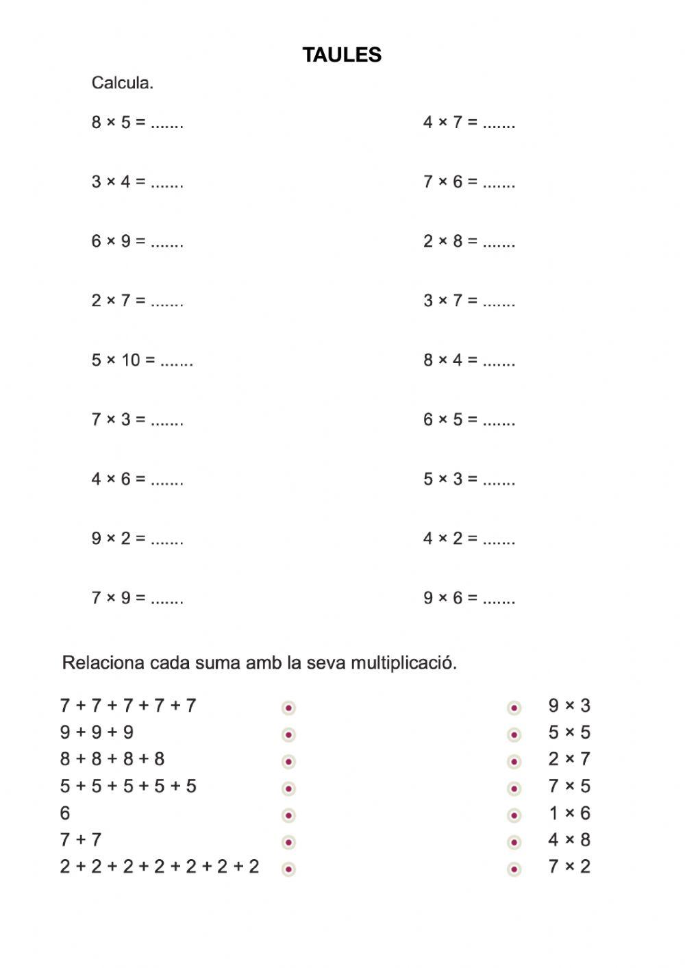 Taules de multiplicar