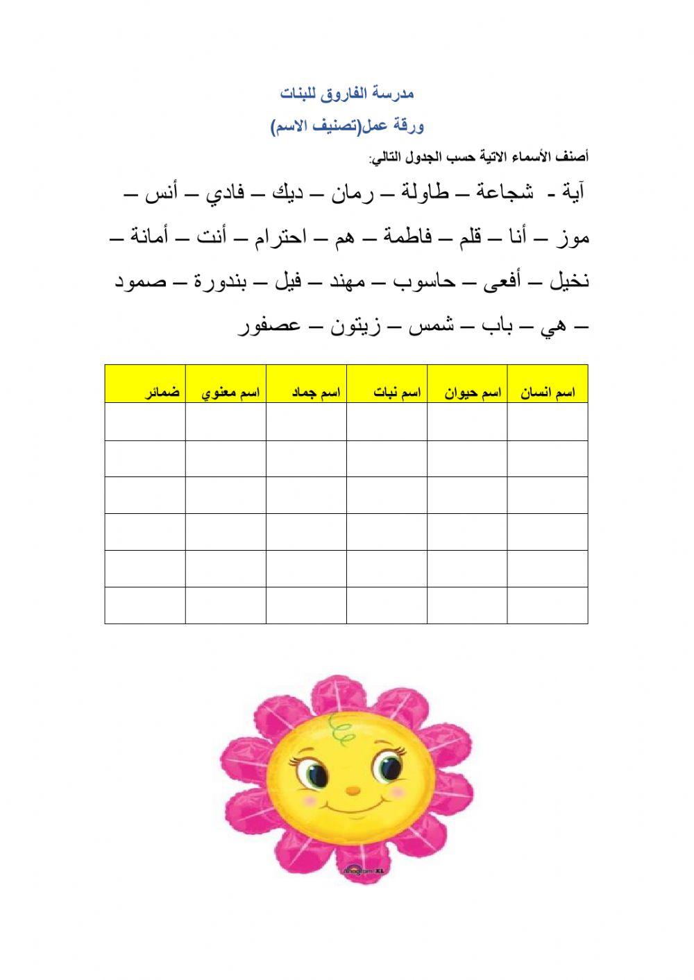 تصنيف الاسم