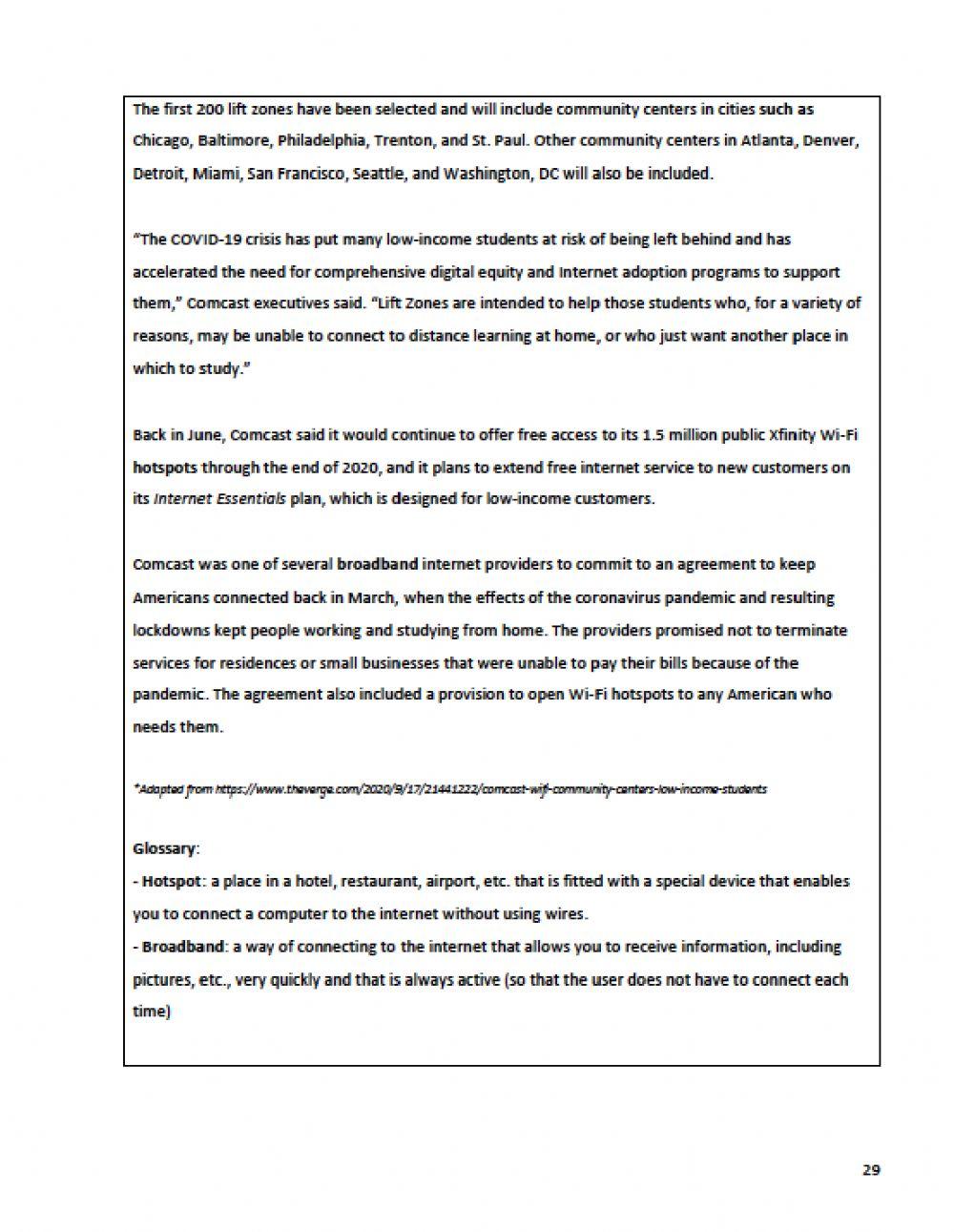 Unit 4 - Text 3 Comcast