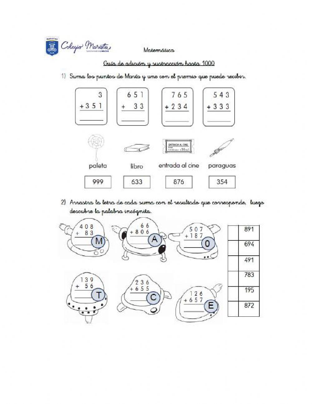 Suma y resta centena