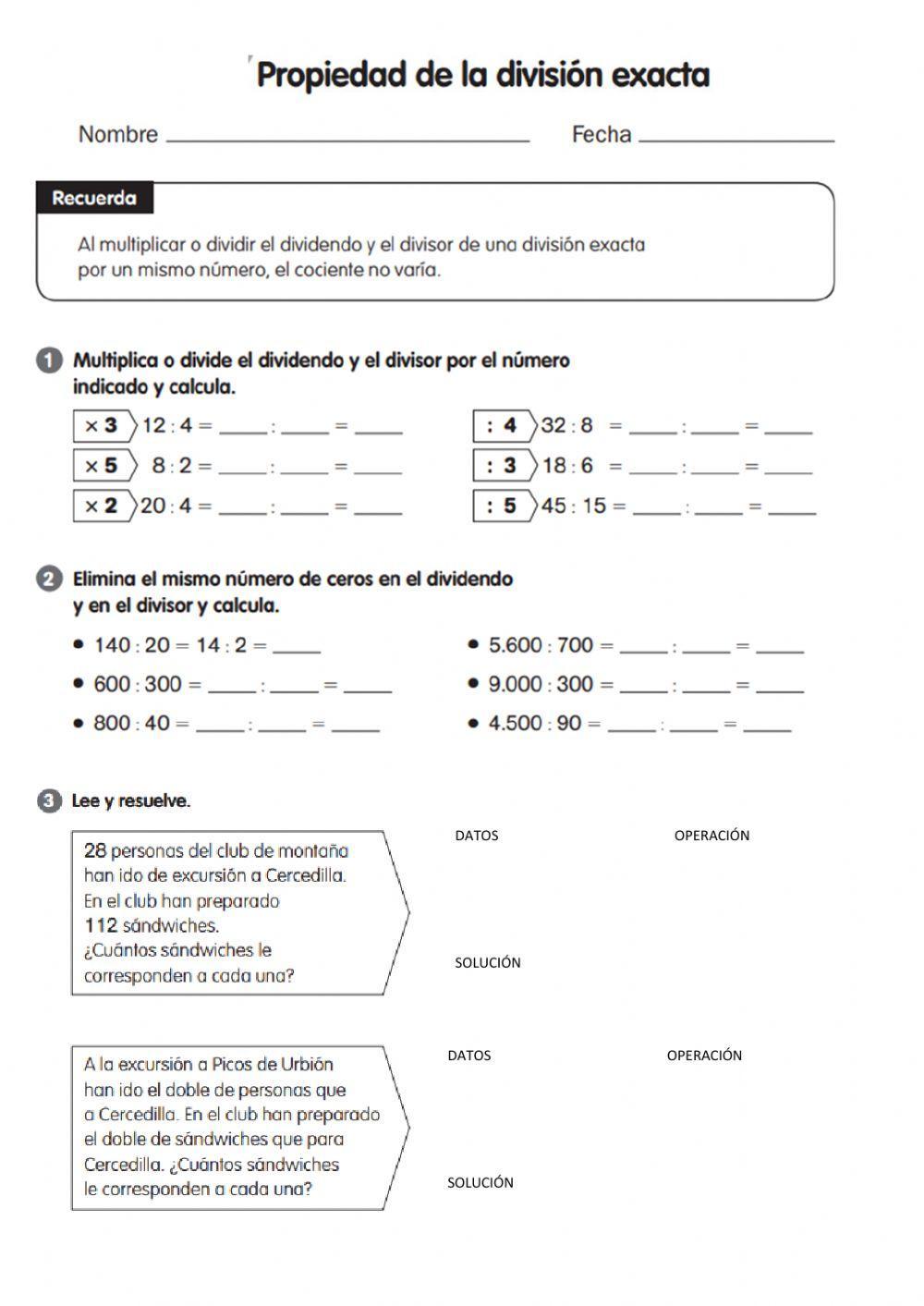 Propiedad fundamentalde la división exacta