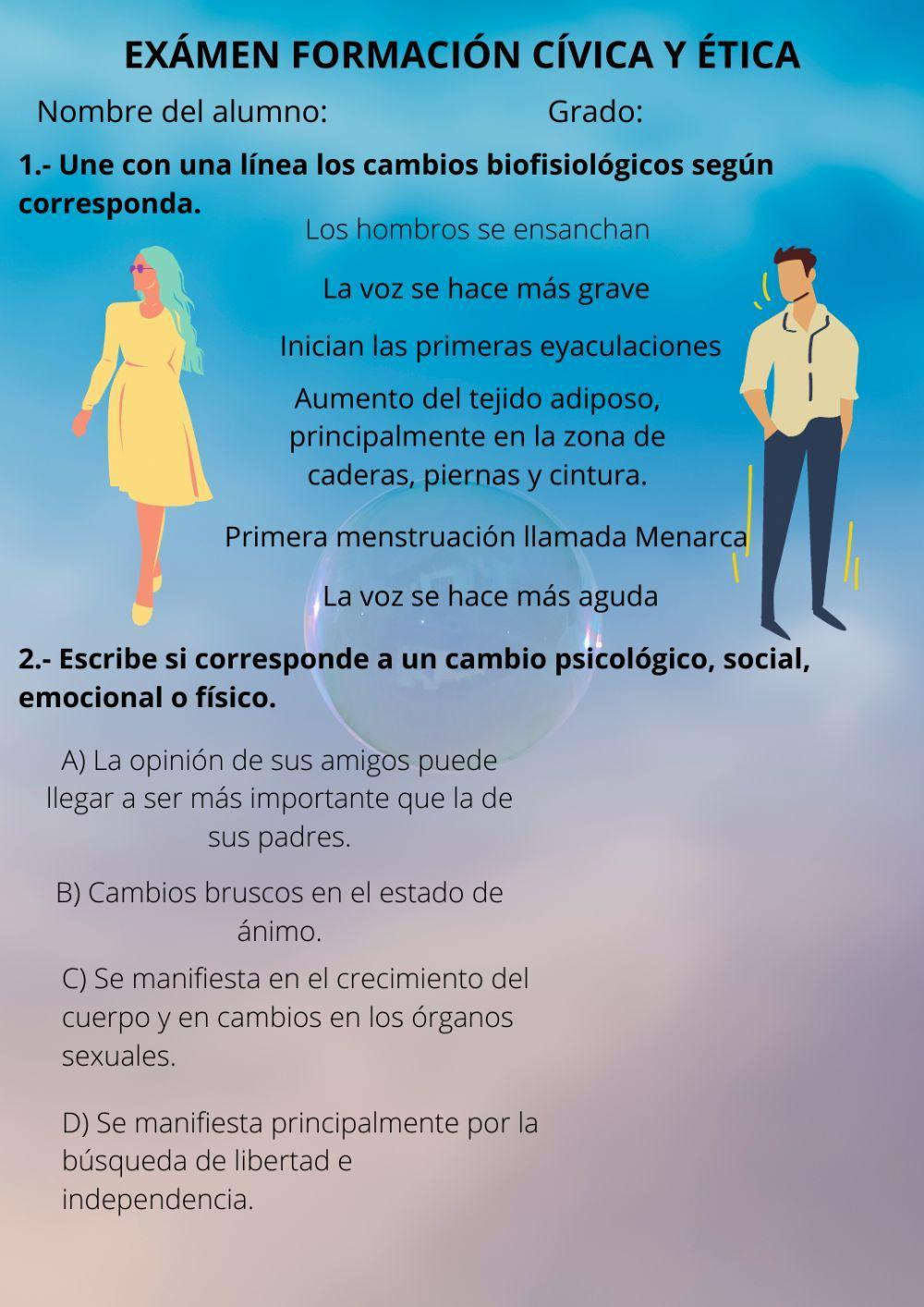 Cambios en la adolescencia examen