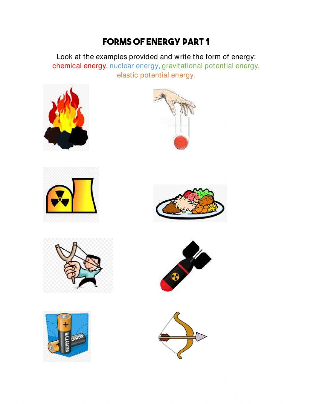 Forms of energy 1 online exercise for Live Worksheets