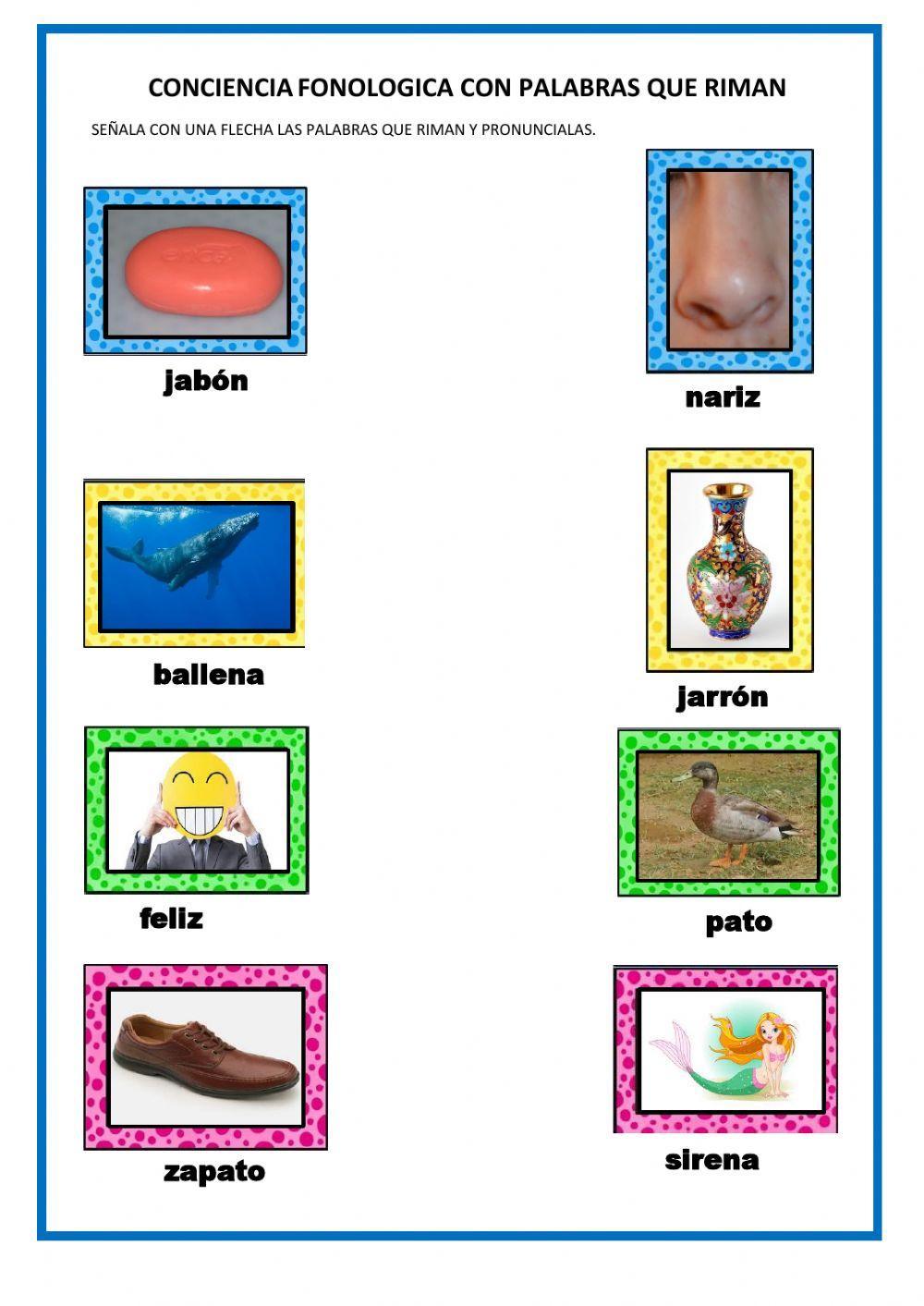 Rimas interactive worksheet for EDUCACION ESPECIAL | Live Worksheets