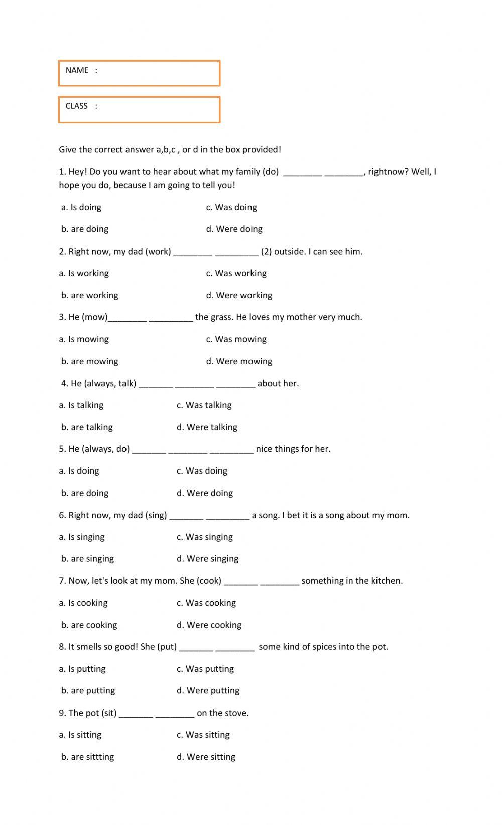 Lembar Kerja Siswa : Present Continous Tense
