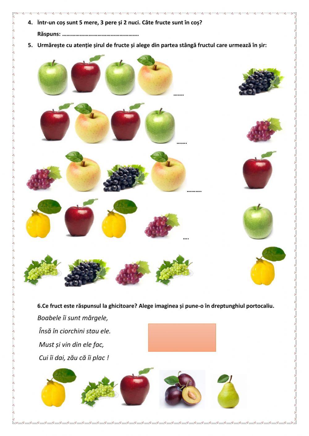 Calcule cu fructe, cls 1-2