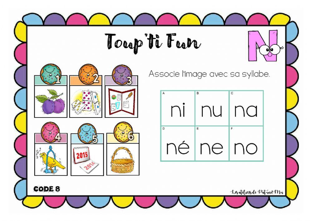 Toup'ti Fun - N - associe l'image à sa syllabe (Pat-in&Moi)