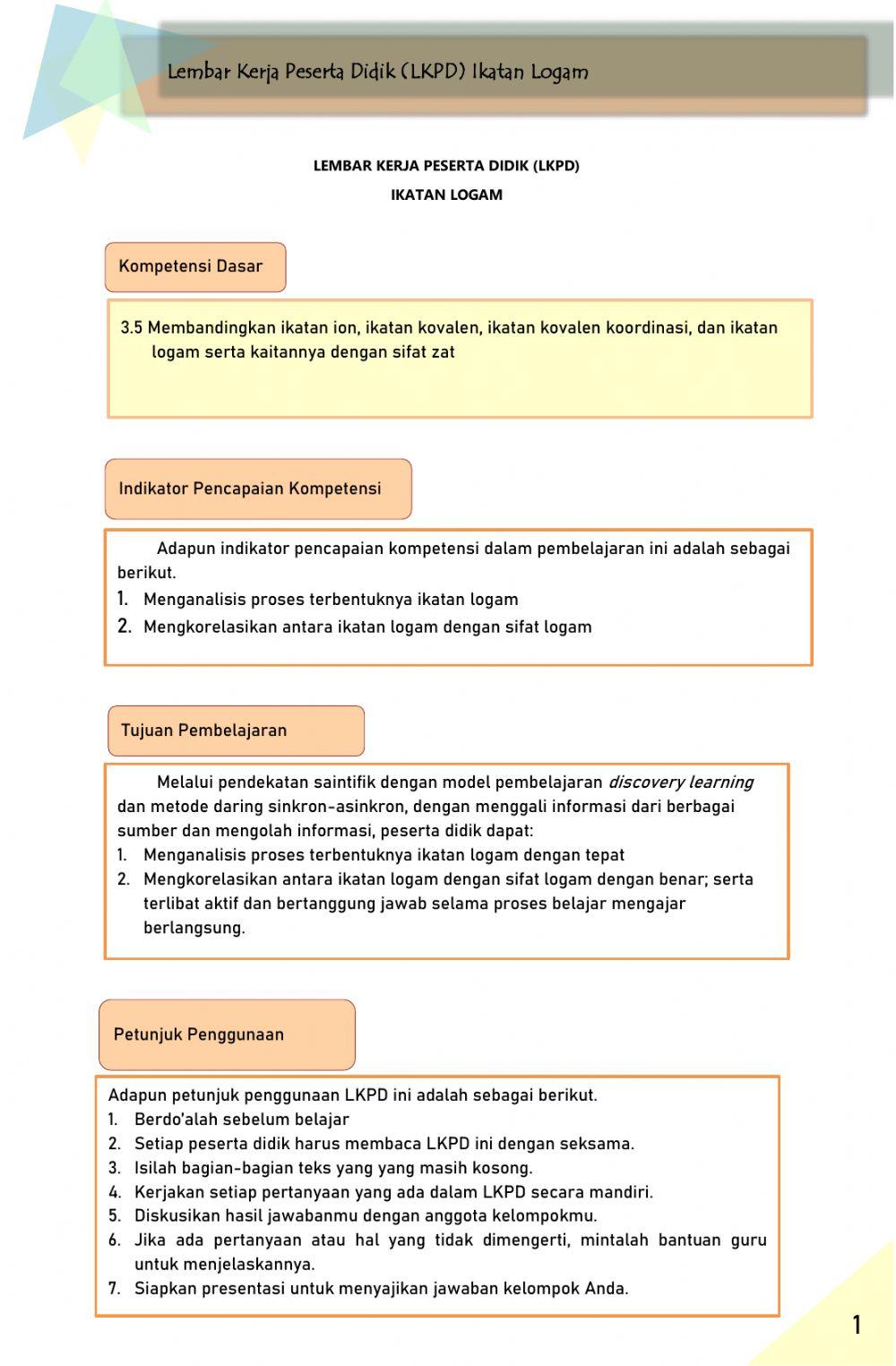 LKPD Materi Ikatan Kimia