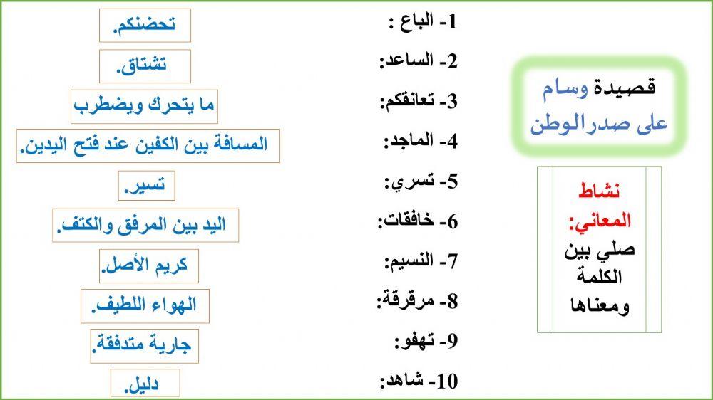معاني قصيدة وسام على صدر الوطن