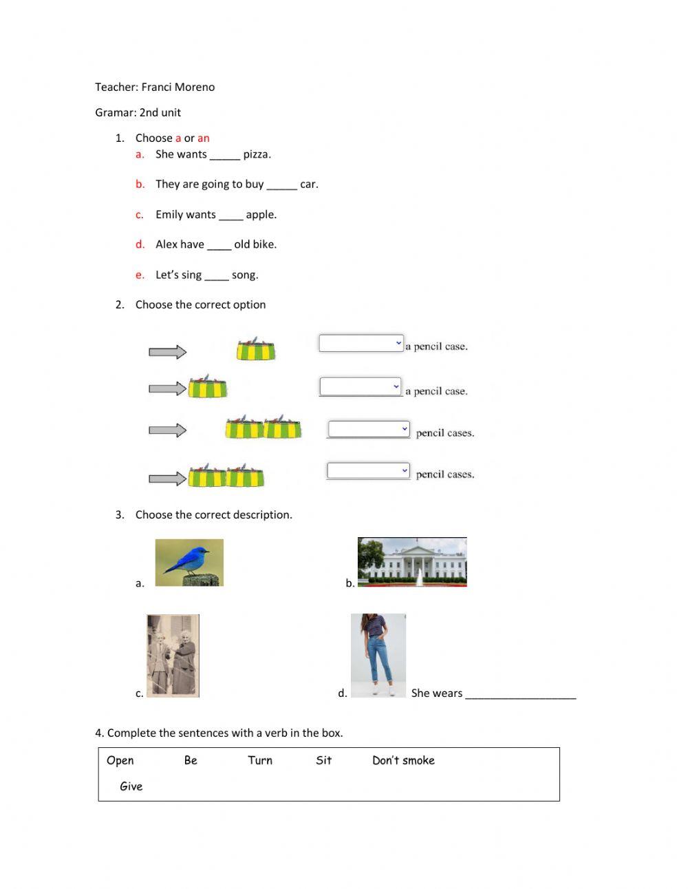 Grammar: an-an,adjective, imperatives