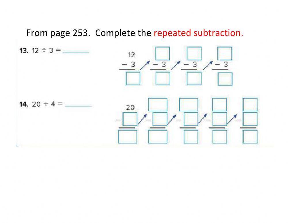 Repeated subtraction for division