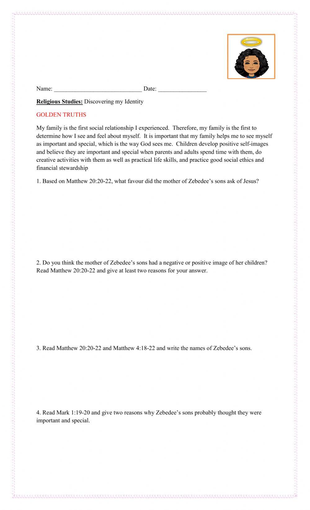 Discovering my identity Part 2 worksheet | Live Worksheets