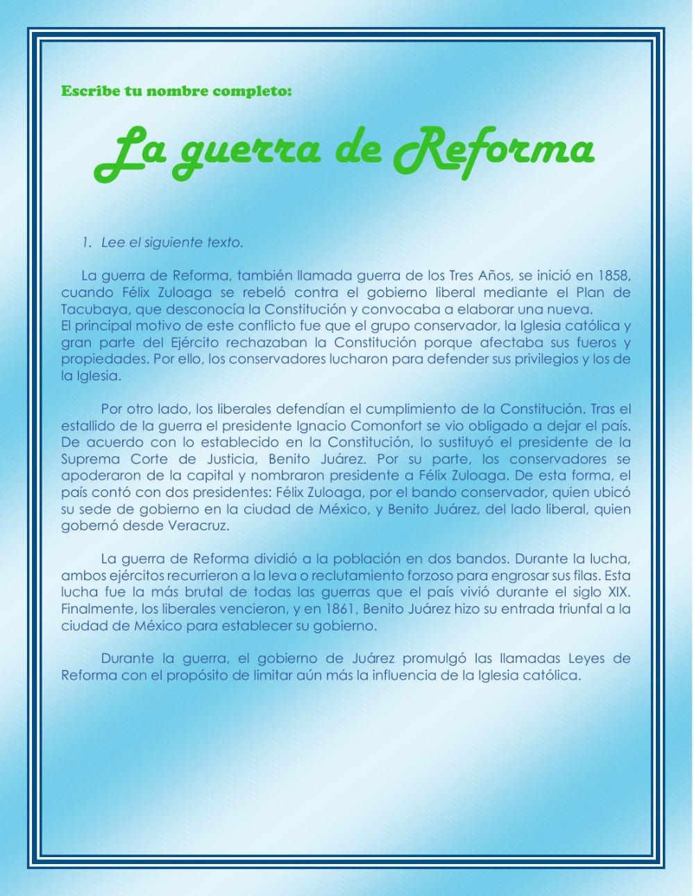 La Guerra de Reforma