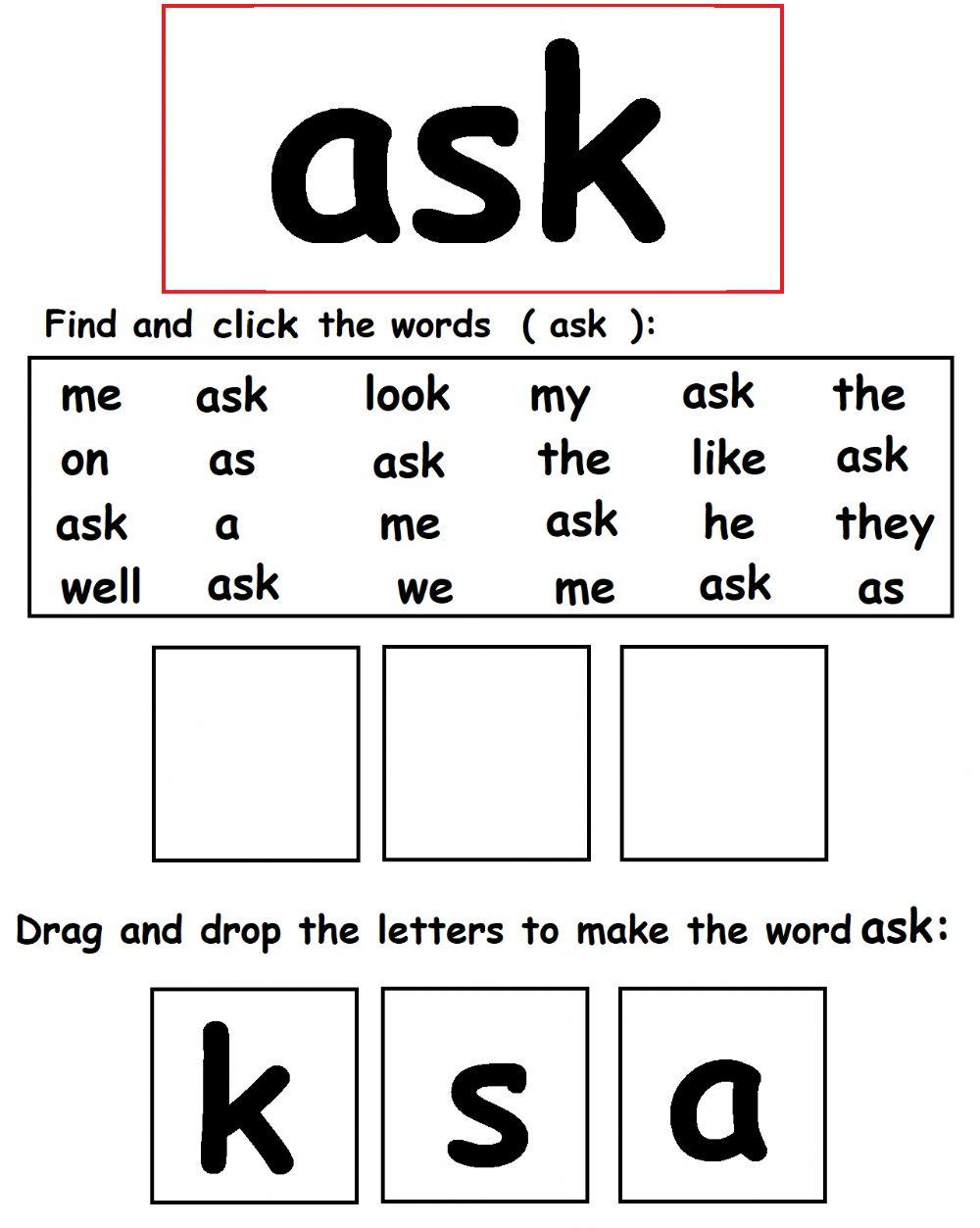 sight-word-ask-worksheet-live-worksheets