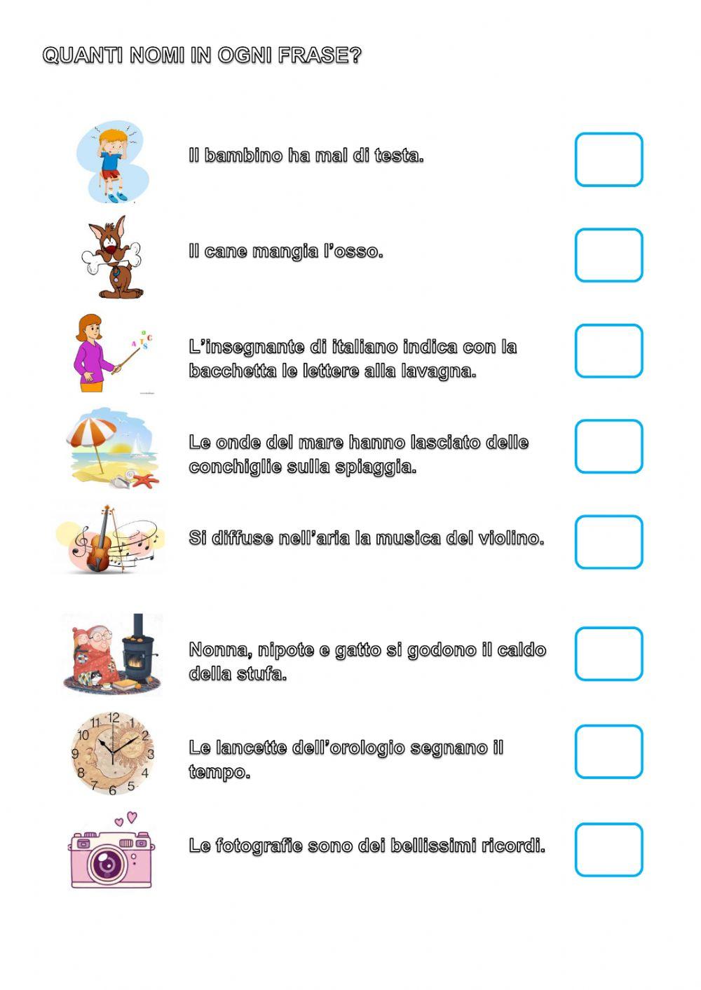 Conta i NOMI nelle frasi